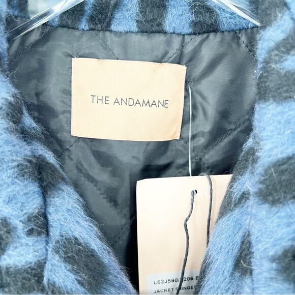 NWT The Andamane Evita Leopard Print Wool Blend Leather Fringe Jacket M - Picture 5 of 8